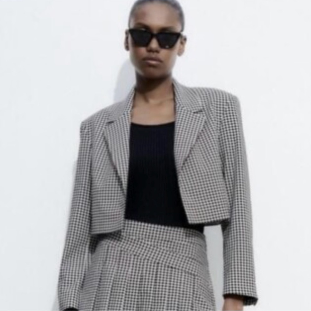 Zara Gingham cropped blazer